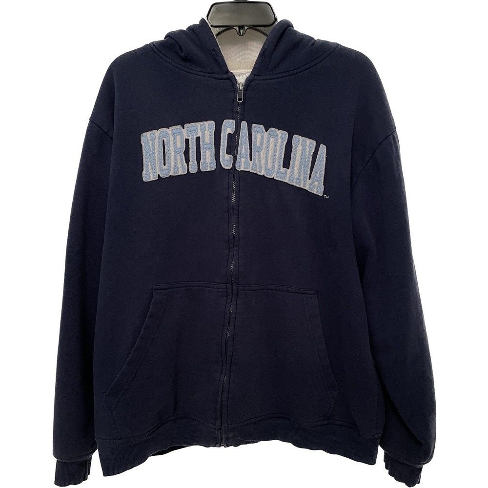 UNC Tarheels Hoodie Sweatshirt Jacket Adult Large Y2K Thick Patch Letters